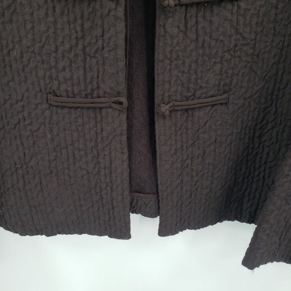 Eileen Fisher Small Brown Wool Blend Jacket Military Asian Frog Knotted Button - Picture 2 of 11